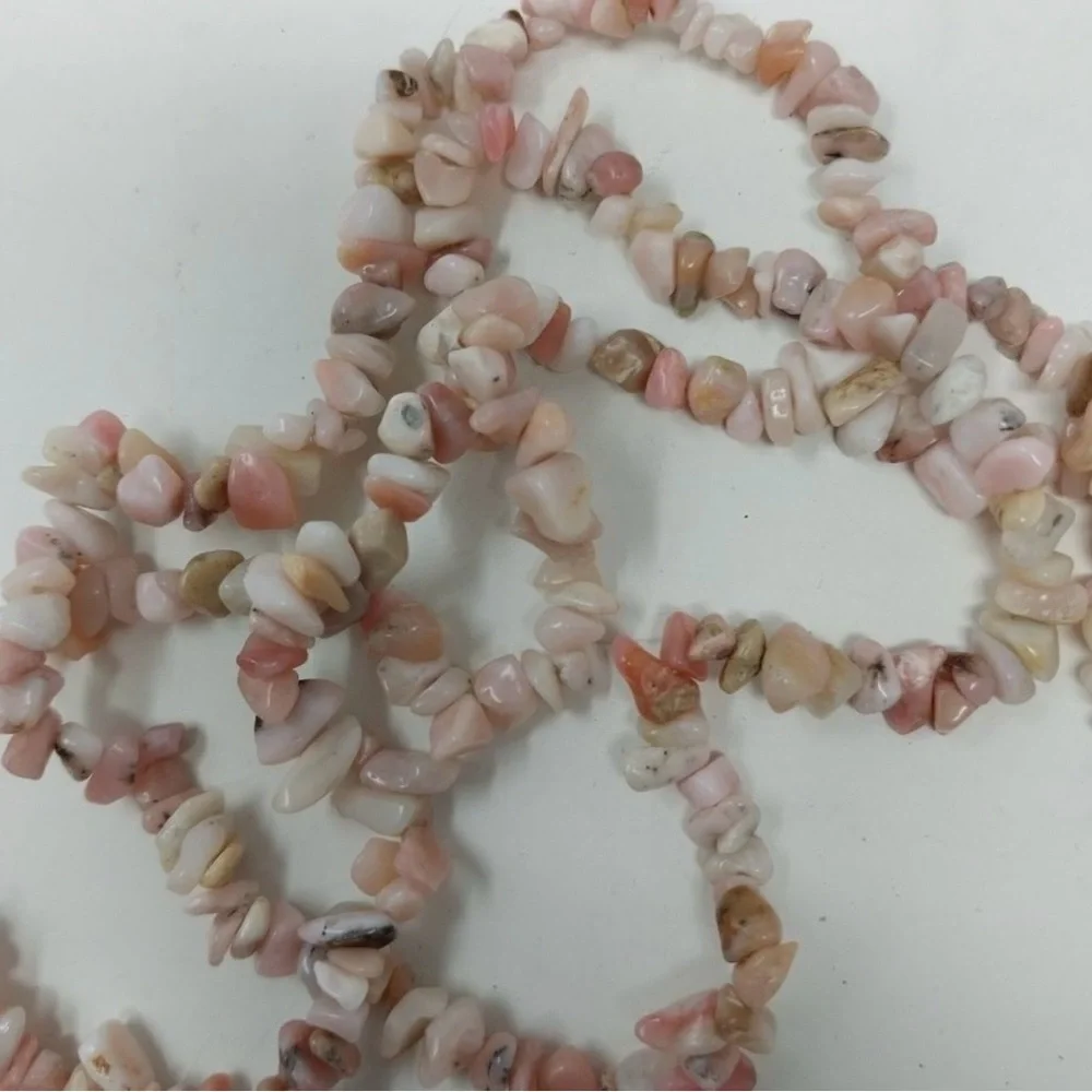 Natural Pink quartz Stone two Beaded Necklaces